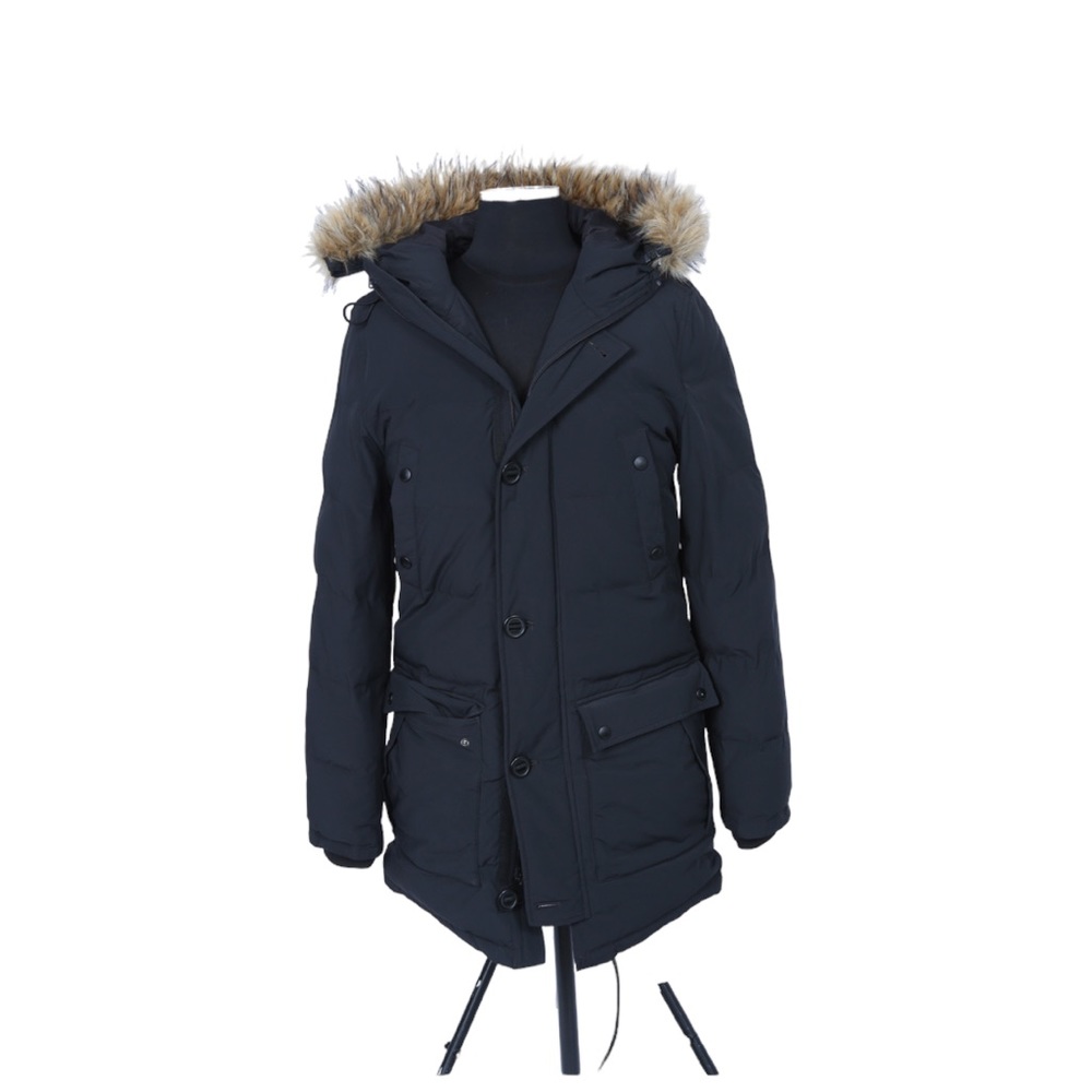 Express Black Goose Down Filled Faux Fur Trimmed Hood Winter Parker Coat XS
